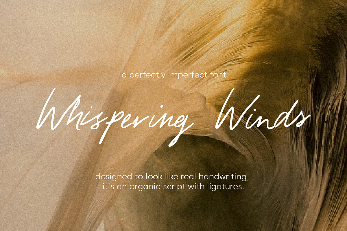 Whispering Winds Handwritten Font, a Font by mpllano14 (Photo 1 of 6)