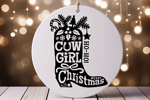 Cowboy Christmas Boots SVG Cut File