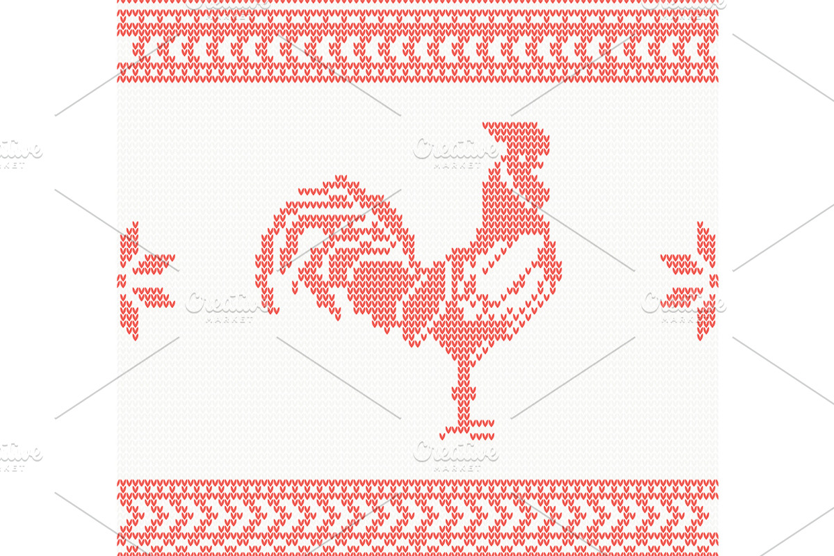 Knitted Rooster Seamless Pattern, a Pattern Graphic by Booblgum ...