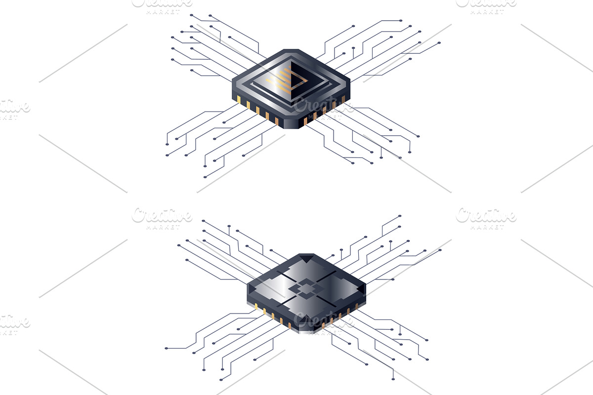 Micro processor. Motherboard, a Technology Illustration by Things for designers