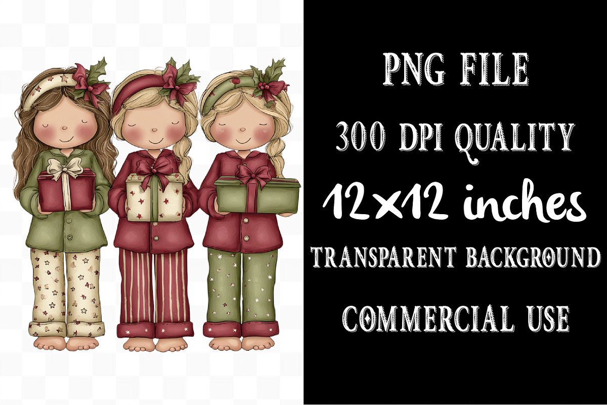 Christmas Pajama Party Clipart, an Illustration by Designking (Photo 4 of 5)