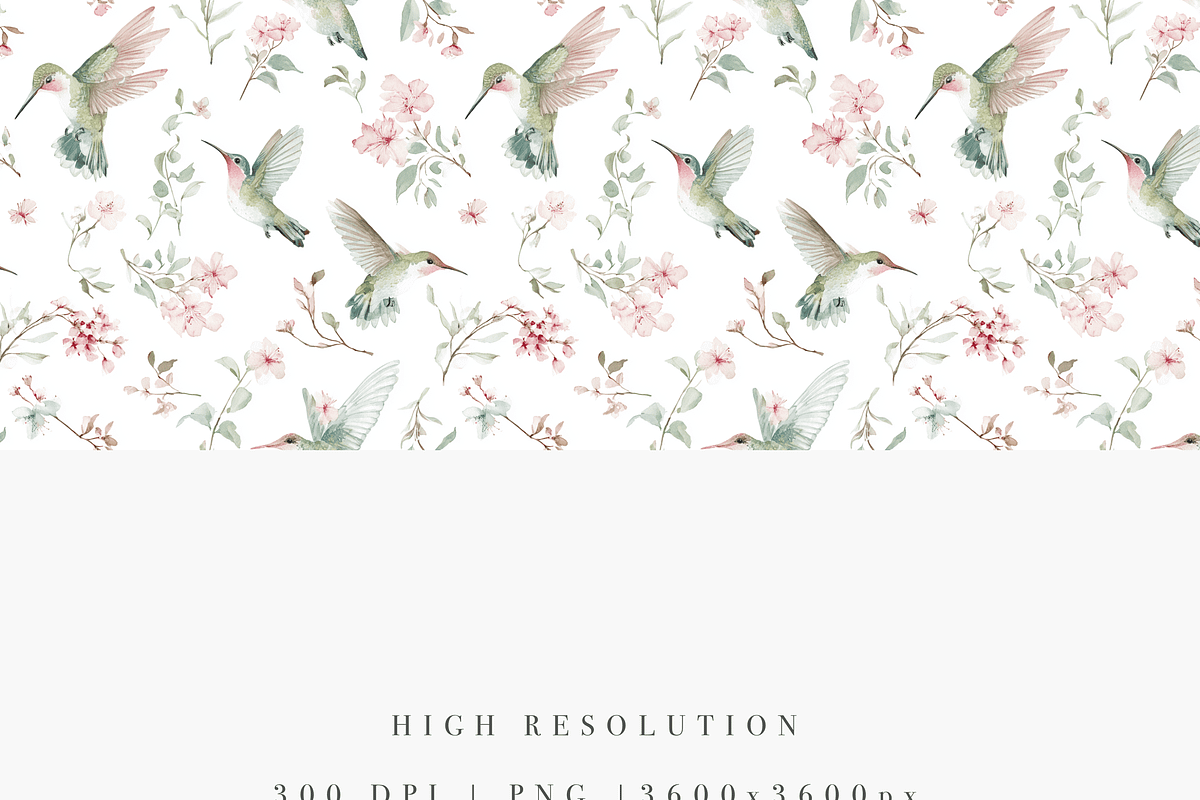 Hummingbirds Pattern, a Decorative Illustration by Pati Charm Studio (Photo 5 of 7)