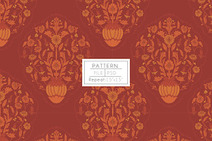 Saffron and Vermillion Damask