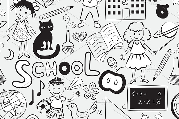 2 Seamless Patterns Of School Theme