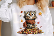 Watercolor Autumn Cat Clipart, a Transportation Illustration by Digital Artistic99 (Thumbnail 6 of 7)