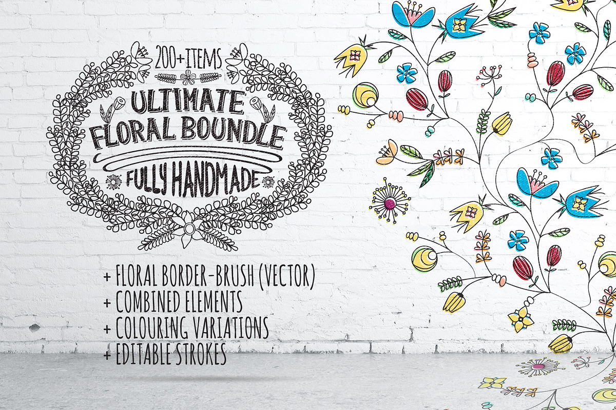 Hand-Drawn Vintage Floral DIY Kit, a Pattern Graphic by Oleg Ribar (Photo 1 of 11)