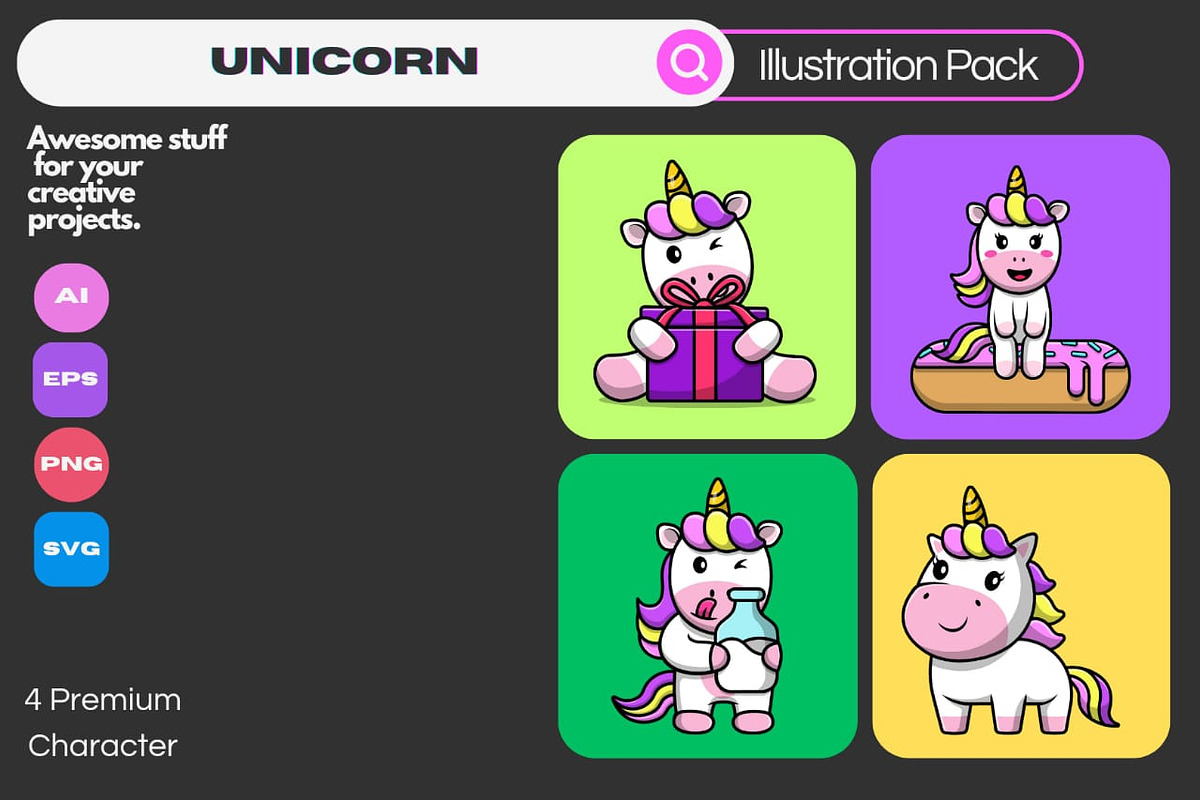 Cute Unicorn Cartoon Vector Icons, an Animal Illustration by Artstorystudio (Photo 1 of 5)