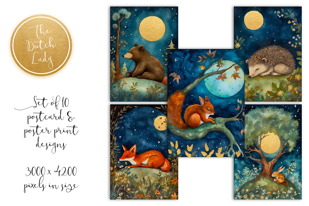 Sleeping Animals Postcards & Prints, an Animal Illustration by The Dutch Lady Designs (Photo 3 of 4)