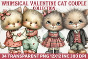 Whimsical Valentine Cat Couple PNG, an Illustration by RobertsArt (Thumbnail 1 of 7)