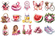 Watercolor Summer Floral Clipart, an Illustration by OK Design (Thumbnail 3 of 6)