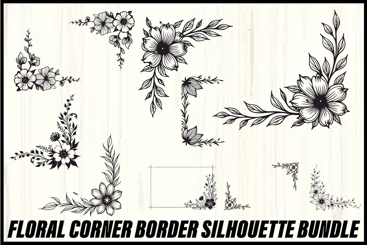 Floral Corner Border Bundle, an Illustration by Designs_River (Photo 1 of 9)