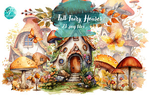 Watercolor Fall Fairy Houses