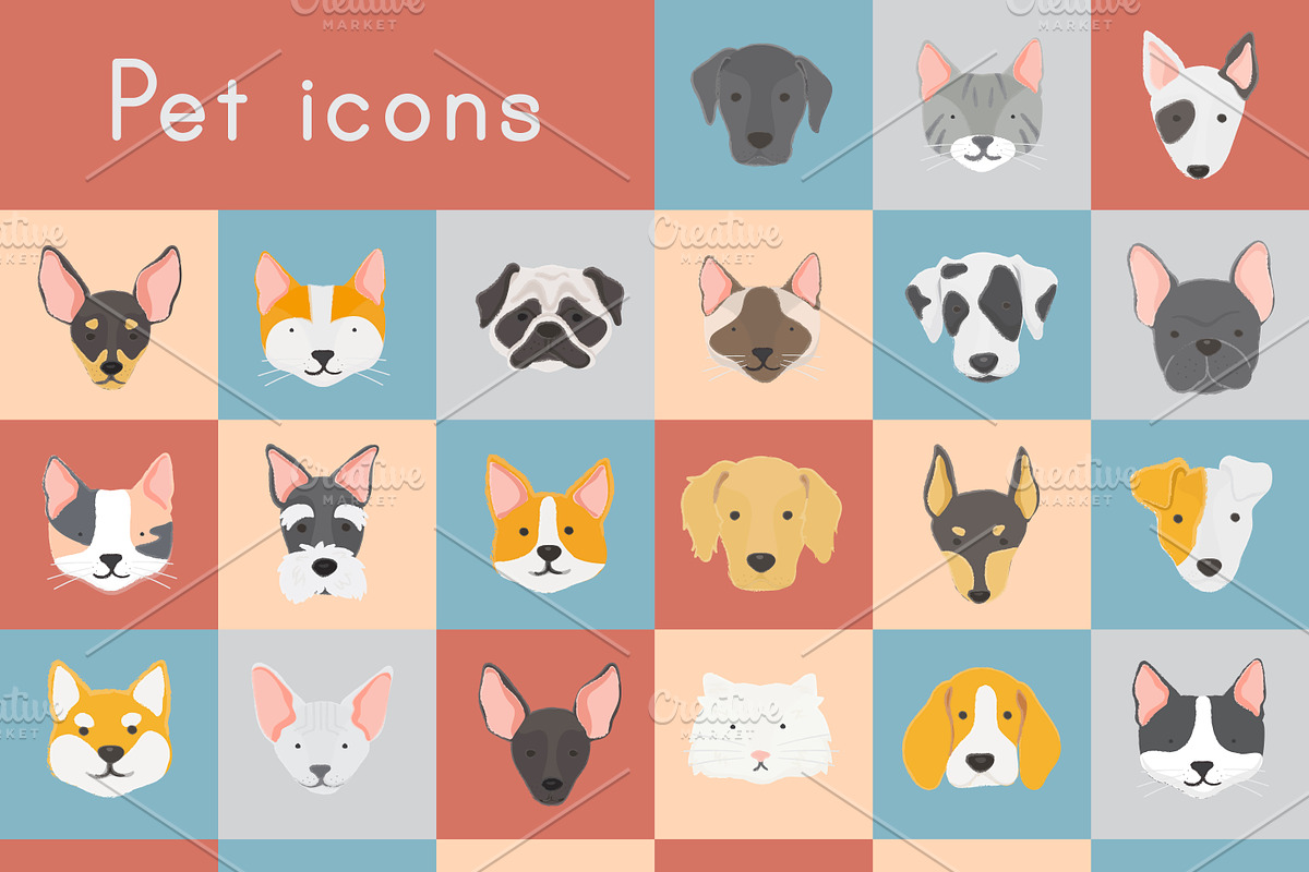 Cats and dogs icons, an Animal Illustration by rawpixel