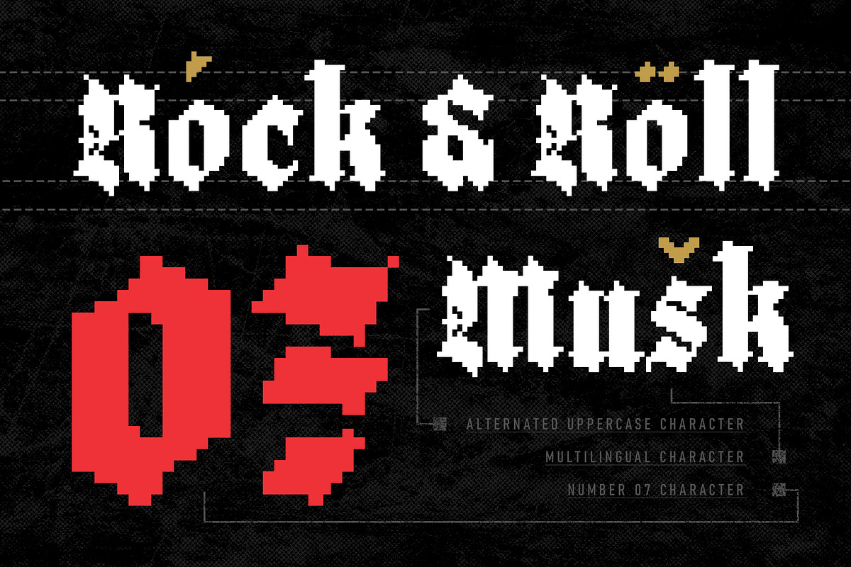 Most Wave - Pixelate Blackletter, a Blackletter Font by Typia Nesia (Photo 4 of 12)