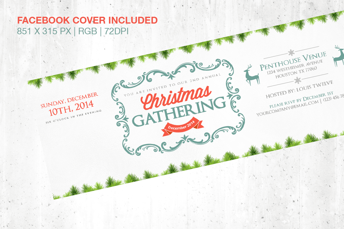 Christmas Gathering Flyer + FB Cover, a Flyer Template by Louis Twelve (Photo 3 of 3)