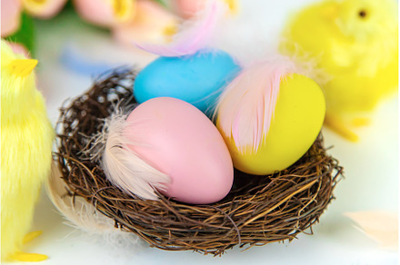 Beautiful Easter decor on a white, a Holiday Photo by yanadjana