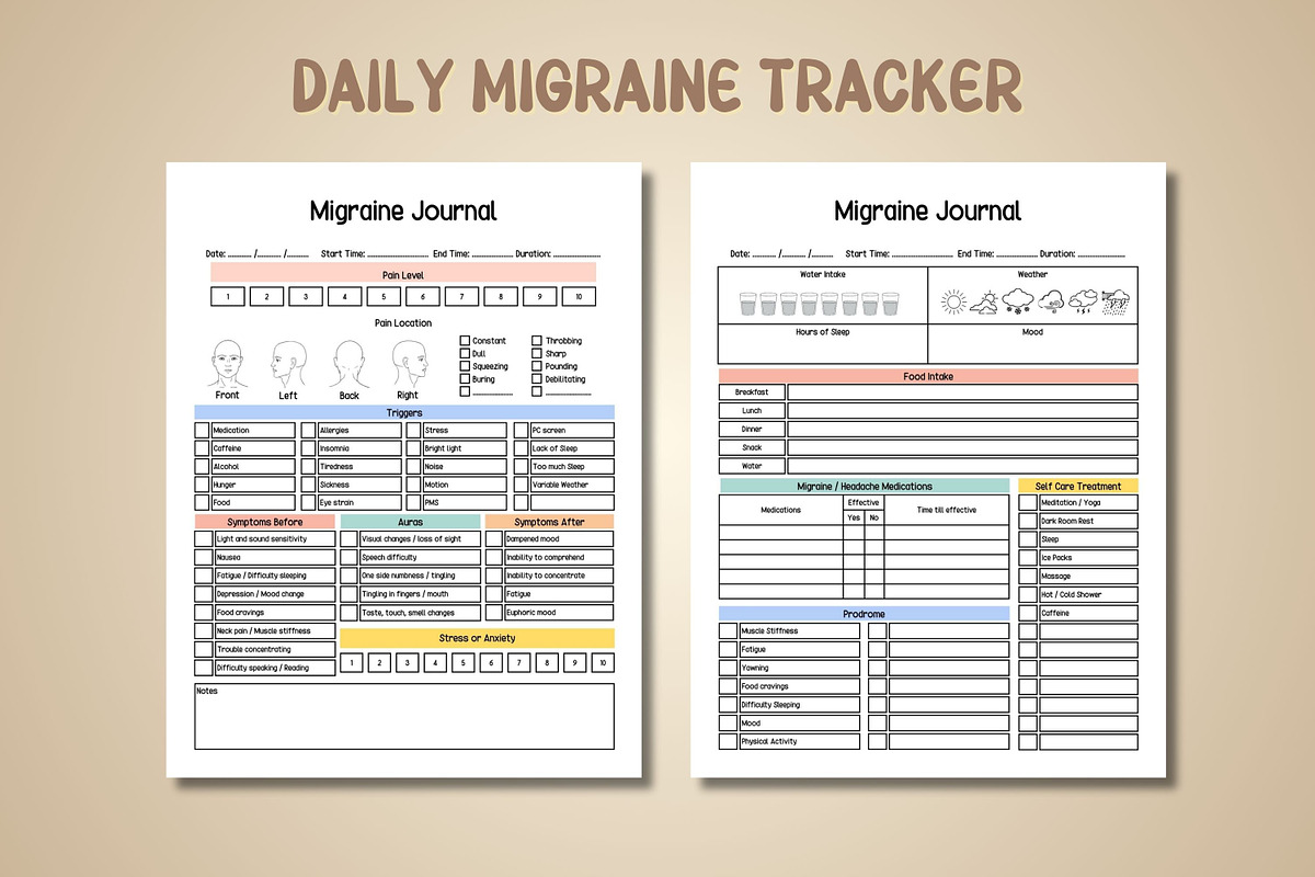 Migraine Journal & Tracker - Canva, a Print Template by Adalin Shop (Photo 2 of 9)