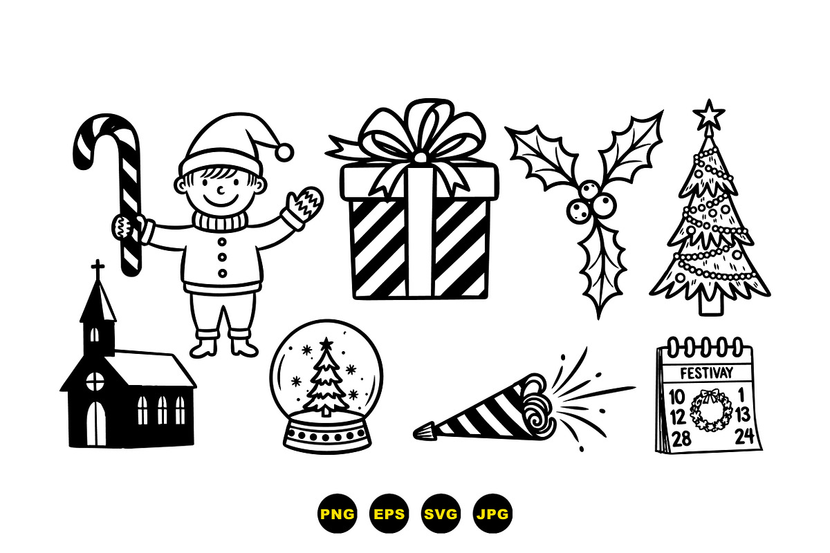 Christmas Holiday SVG Clipart Set, an Illustration by designvectx (Photo 3 of 3)