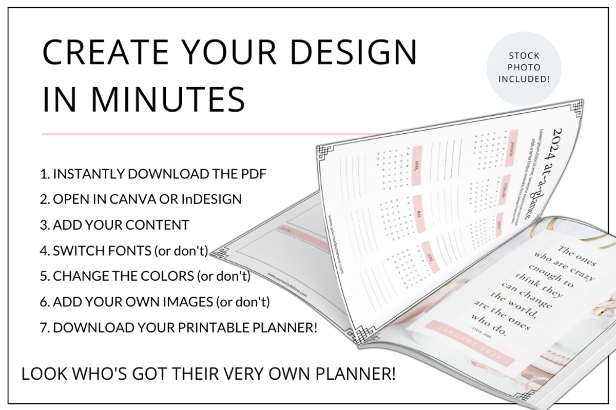 Planner Templates Canva - Blush, a Stationery Template by Lady Boss Studio (Photo 3 of 8)
