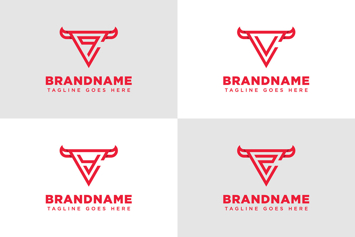 Letters CQ CV CY CZ  Bull Logo, a Branding & Logo Template by Pray Art Design Studio
