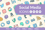 Social media icons, an Outline Icon by Kalash (Thumbnail 1 of 4)