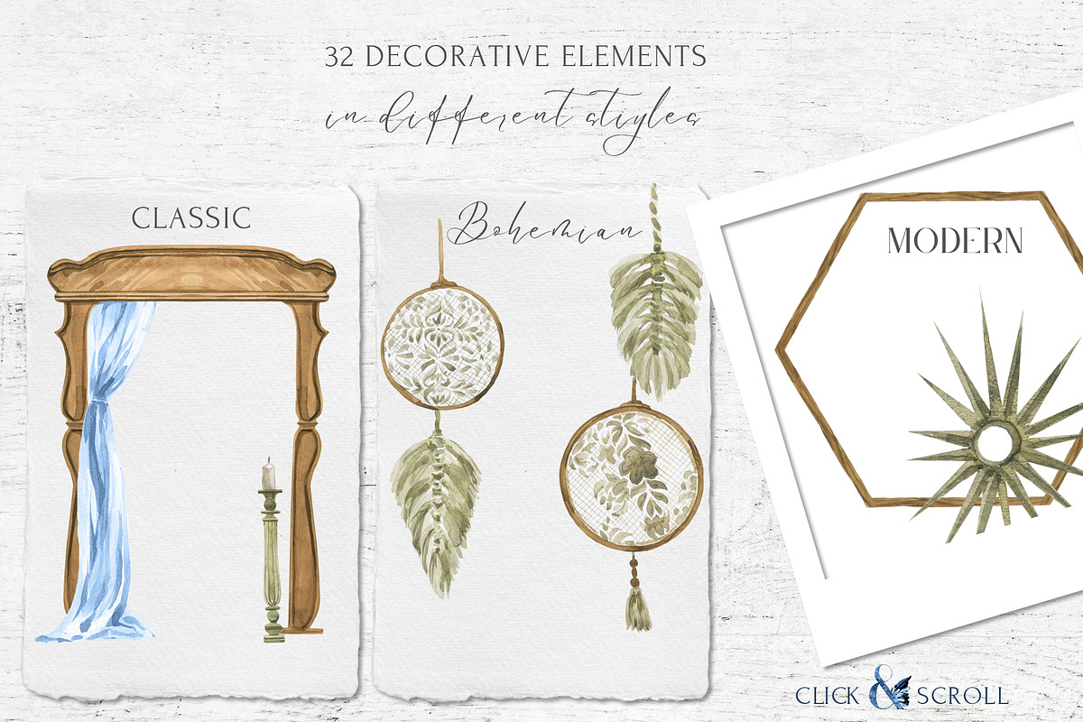 Bohemian Wedding Decor Watercolor, an Illustration by Cat In Colour (Photo 5 of 7)