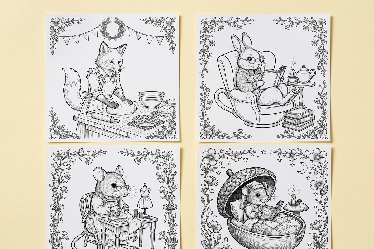 Whimsical Woodland Coloring Pages, an Animal Illustration by Image for Sale (Photo 2 of 3)