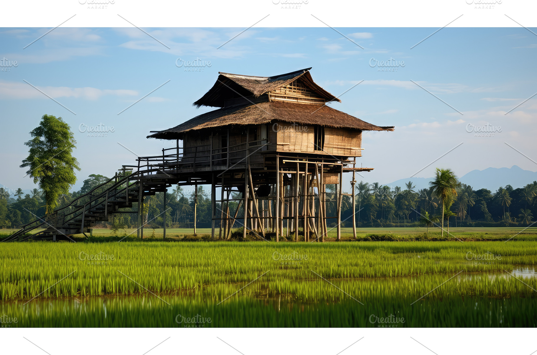 rural house on stilts ai generated, an Architecture Photo by pikepicture