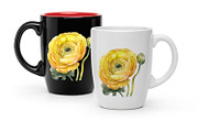 Yellow flower. Watercolor clipart, a Decorative Illustration by ElenazlataArt (Thumbnail 4 of 9)