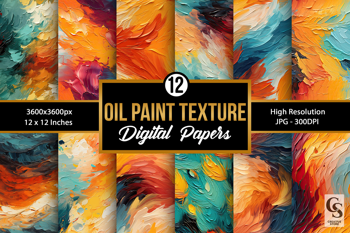 Oil Paint Texture Digital Papers, a Texture Graphic by Creative Store (Photo 1 of 4)