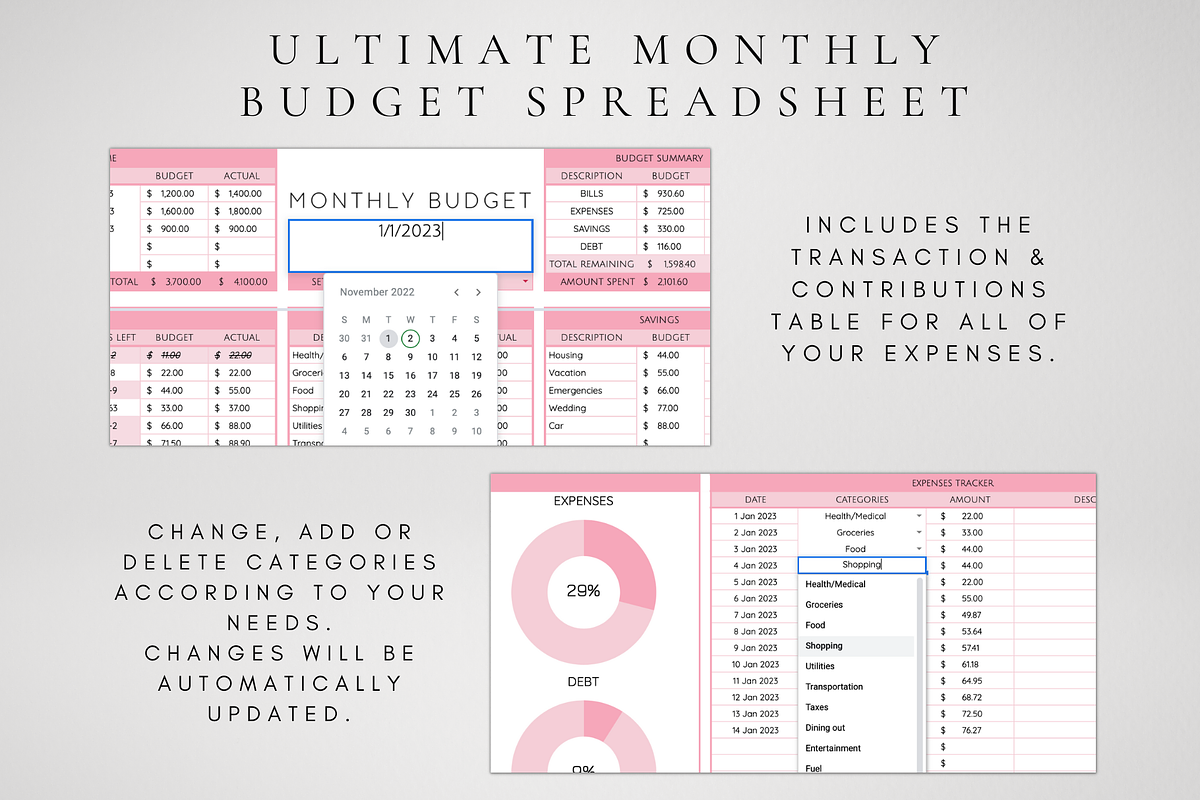Google Sheets Monthly Budget Tracker, a Templates & Theme by BRANDcontent (Photo 3 of 7)