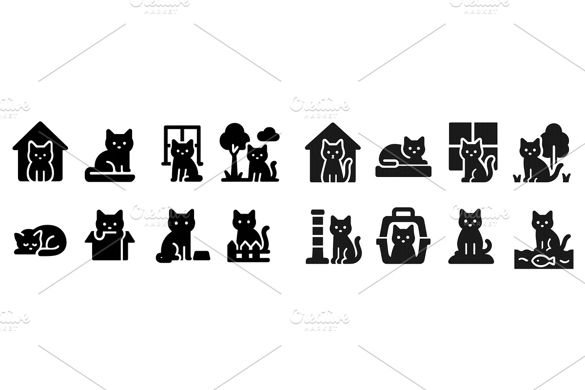 Creative collection of cat icons, an Animal Illustration by ZinetroN