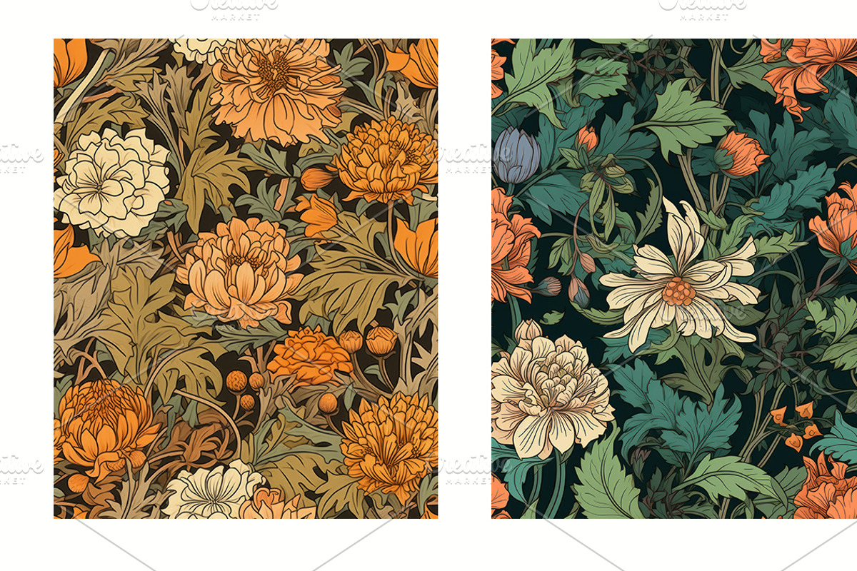 Seamless pattern with flowers, an Illustration by Pundateam (Photo 5 of 5)