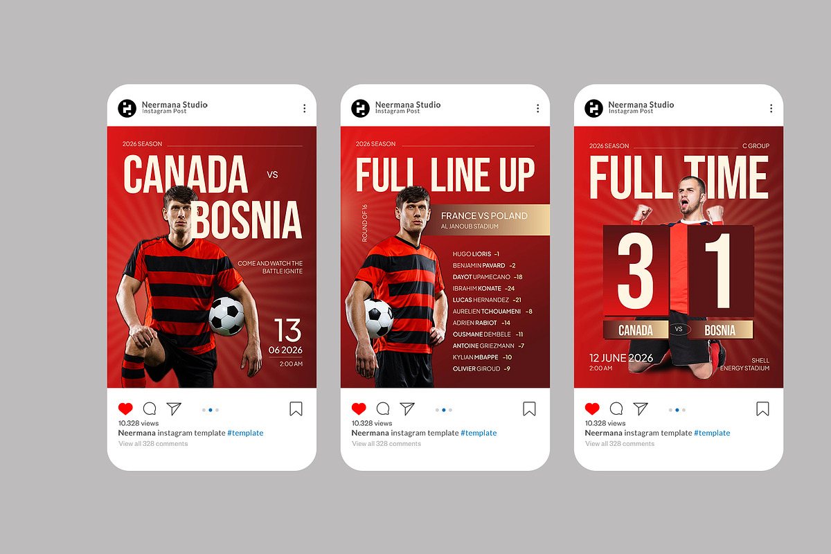 Red Bold World Cup Instagram Post, a Social Media Template by Neermana (Photo 2 of 4)