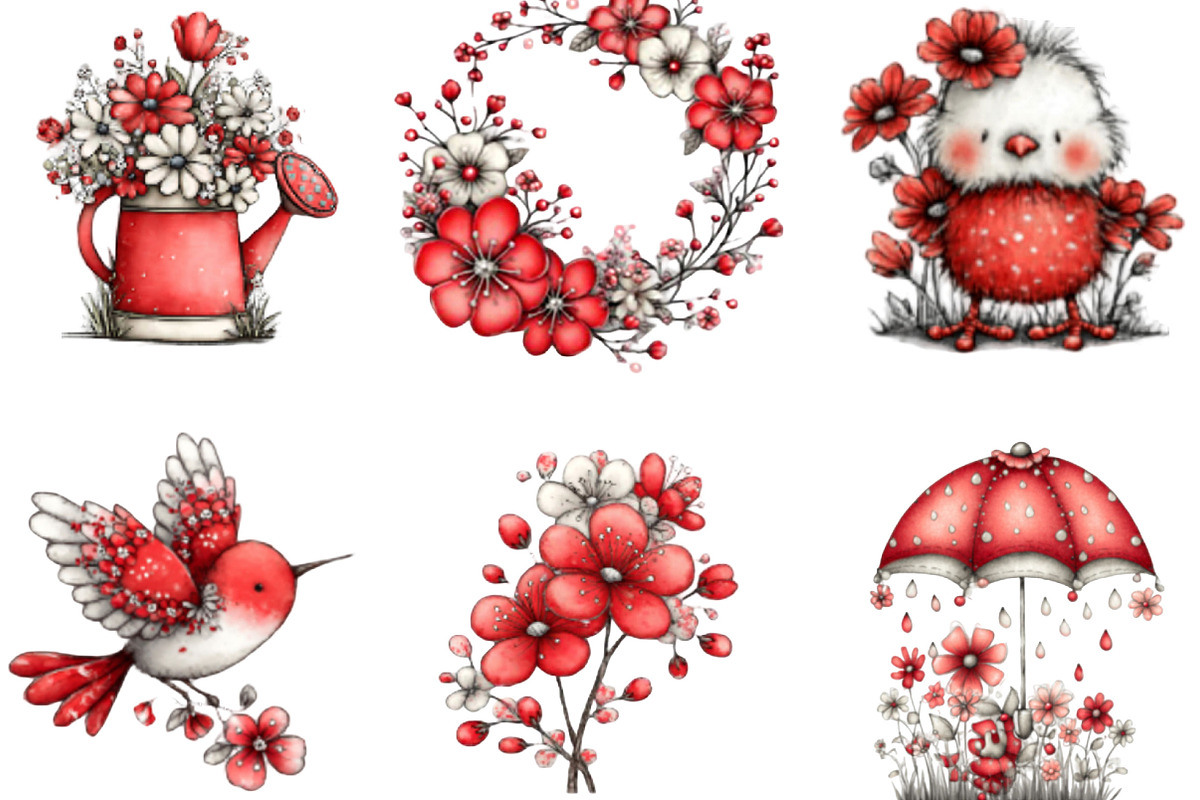 Whimsical Spring Clipart Bundle, an Illustration by Designking (Photo 3 of 5)