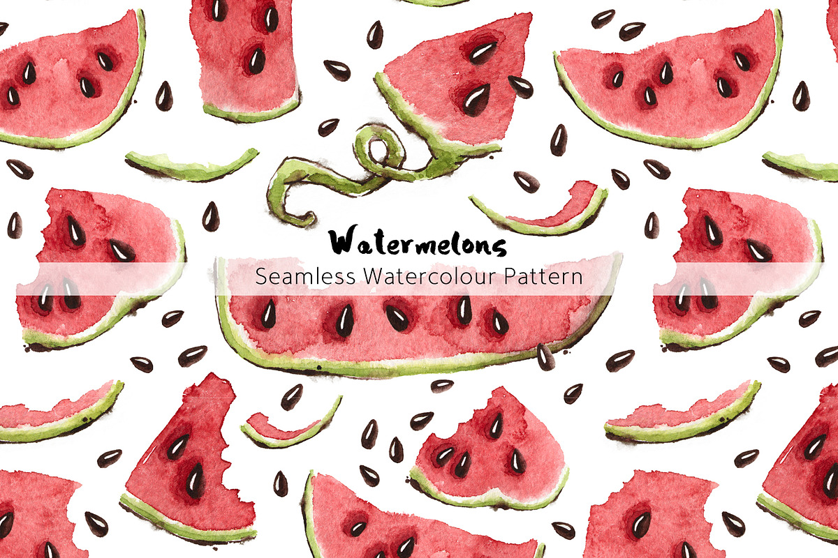 Watermelons Watercolor Pattern, a Pattern Graphic by Mazheika Store (Photo 1 of 5)