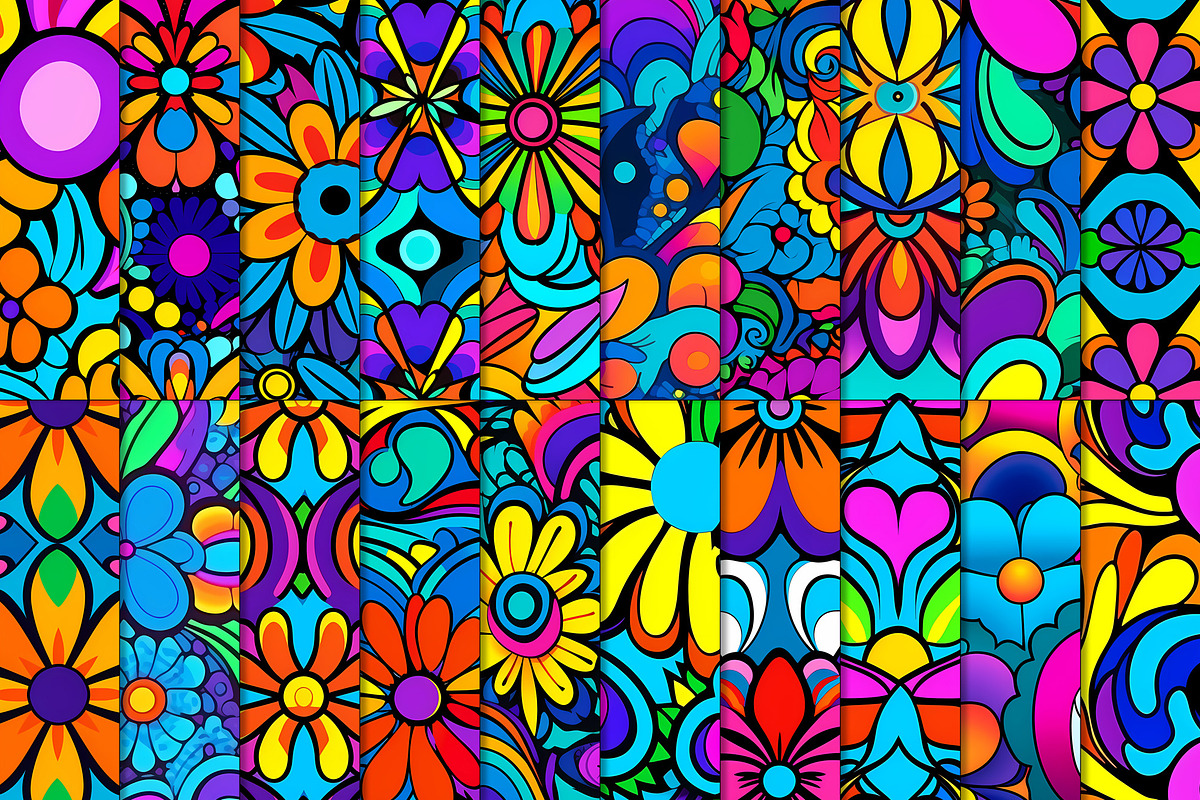 20 Seamless Psychedelic 1970s Set, a Pattern Graphic by Nordic Design (Photo 4 of 9)