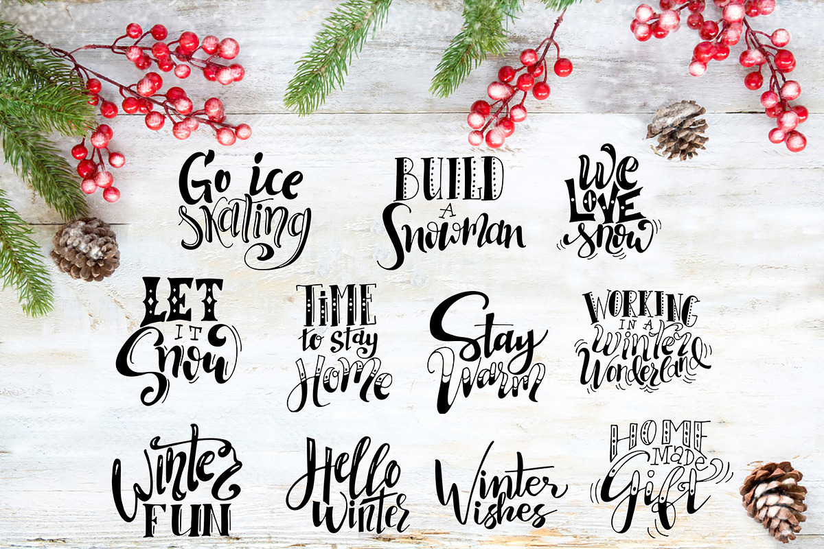 Winter Collection-Lettering+Clipart, a Decorative Illustration by Astarte_design (Photo 4 of 12)
