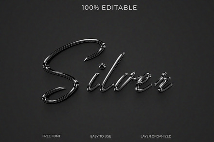 Silver 3D Text Effect Style