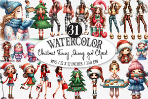 Christmas Funny Skinny Girl Clipart, an Illustration by Designking