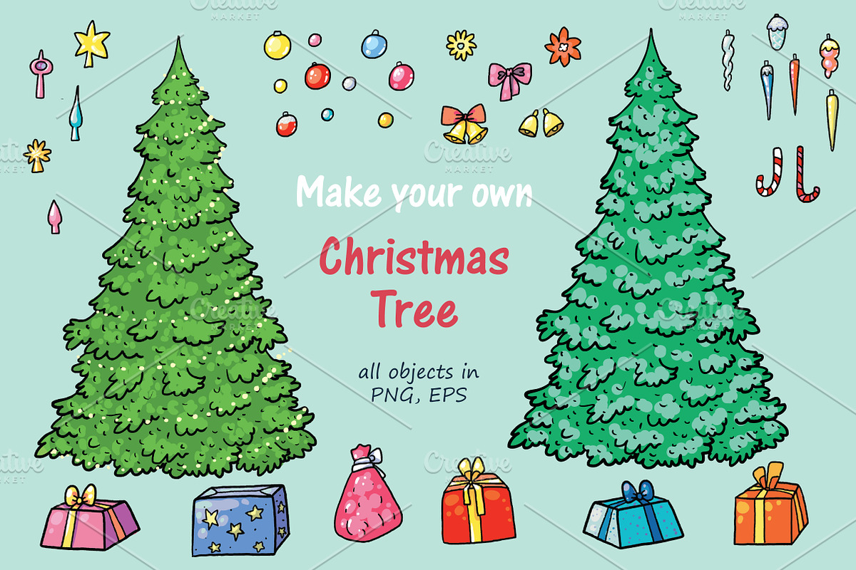 Xmas Cats: clip-art, patterns, cards, an Illustration by Zooza Art (Photo 3 of 11)