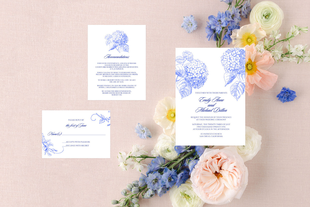 Hydrangea Wedding Invitation Set, an Invitation Template by Encre Studio (Photo 6 of 7)