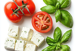 Fresh Tomatoes Basil and Feta Cheese, a Food & Drink Photo by Pixeness Studio