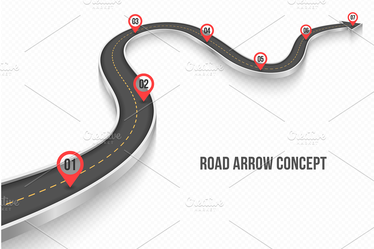 Winding 3d road infographic concept, a Transportation Illustration by RevelStockart