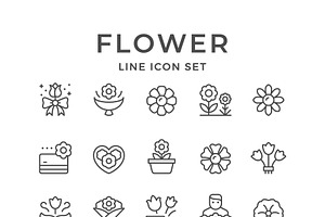 Set line icons of flower, an Outline Icon by motorama