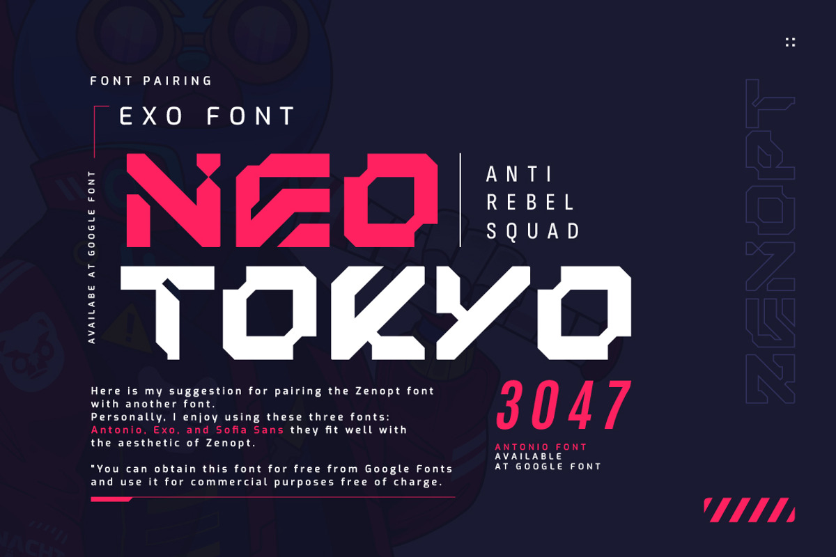 Zenopt Futuristic Font, a Sans Serif Font by Heybrinc Studio (Photo 4 of 5)