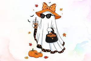 Cute Funny Ghost Pumpkin Halloween P, an Illustration by Sublimation Artist