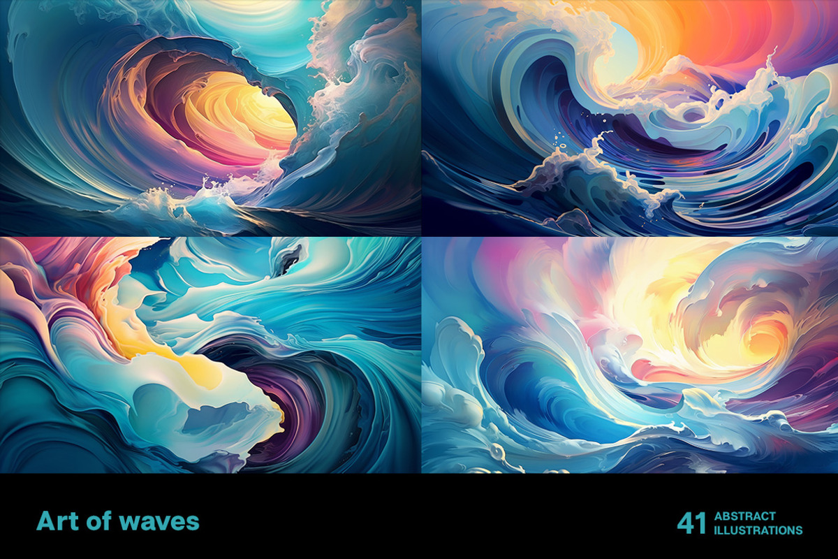 Art of waves. 41 images, a Decorative Illustration by Handmadefont (Photo 8 of 11)