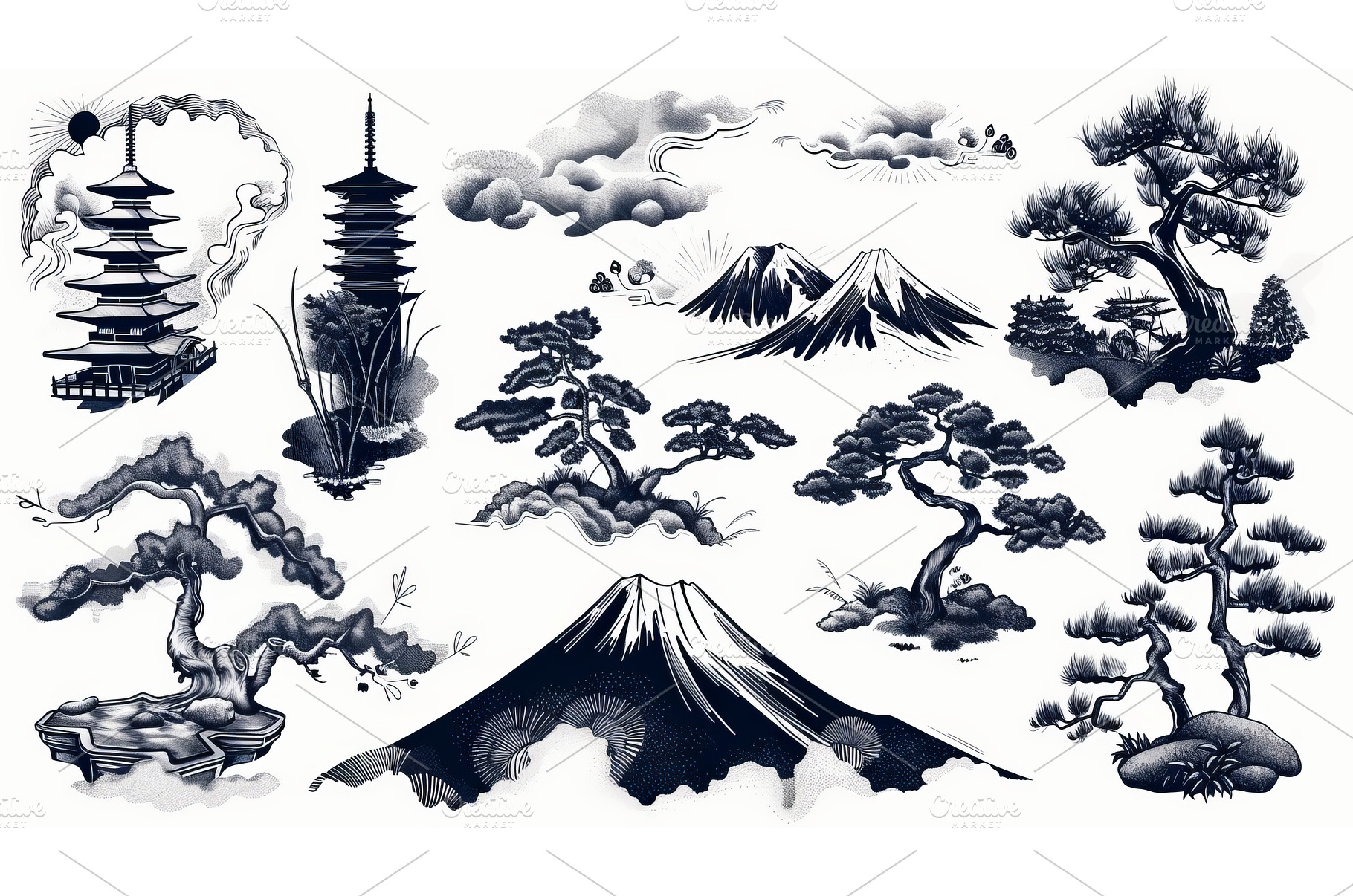 With hand drawn clouds and Japanese, an Abstract Photo by ZinetroN