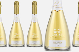 Champagne Bottle Mockup - White